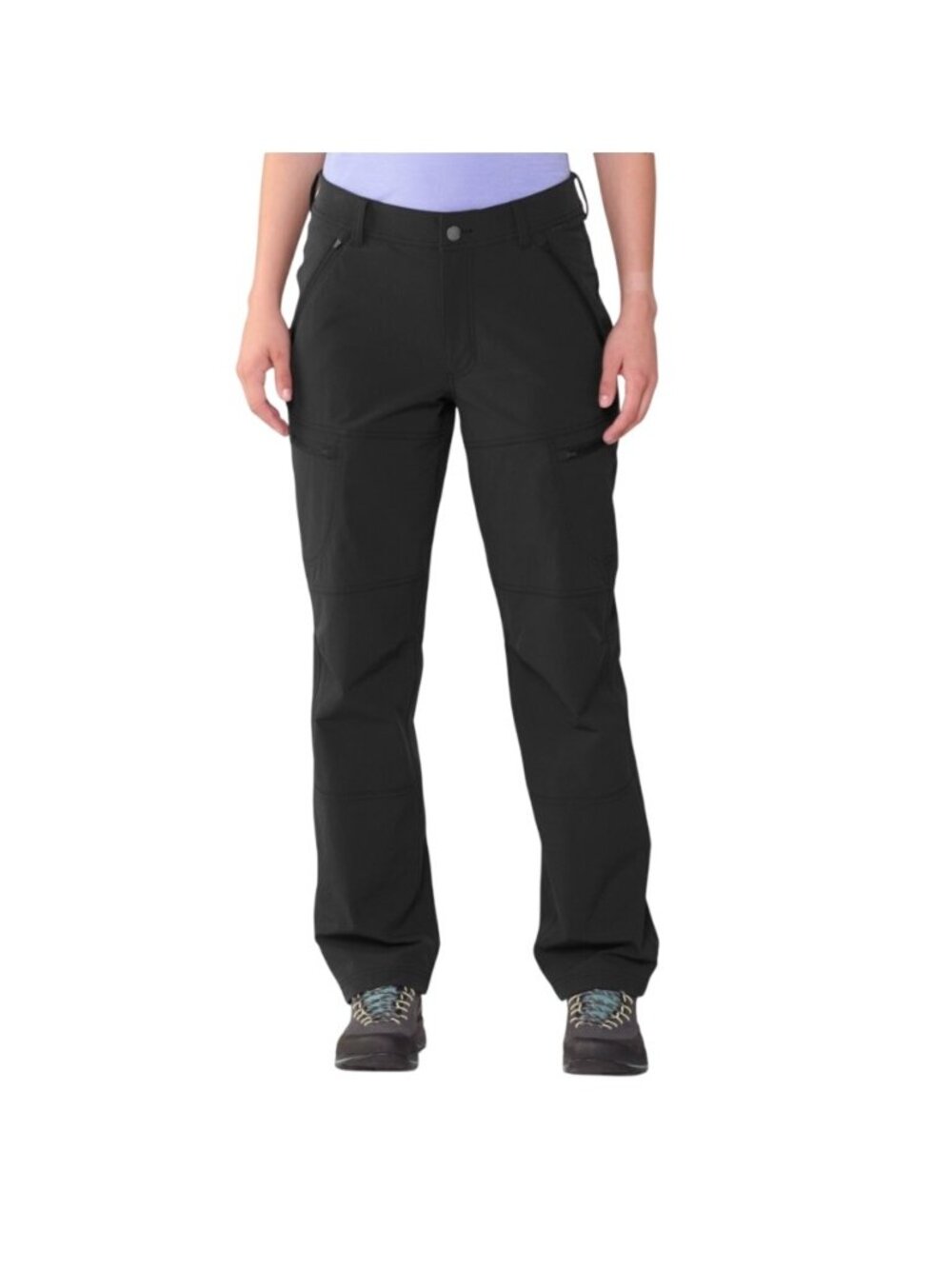 REI Co-Op Black Hiking Pants Size 16 Adjustable Waist roll tab cuff hiking campi